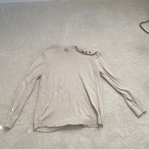 Beige sweater. Form fitting. Size Large from the Loft.